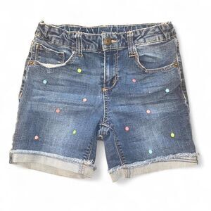 Arizona Teen's Denim Shorts with Embossed Pastel Polka-Dots